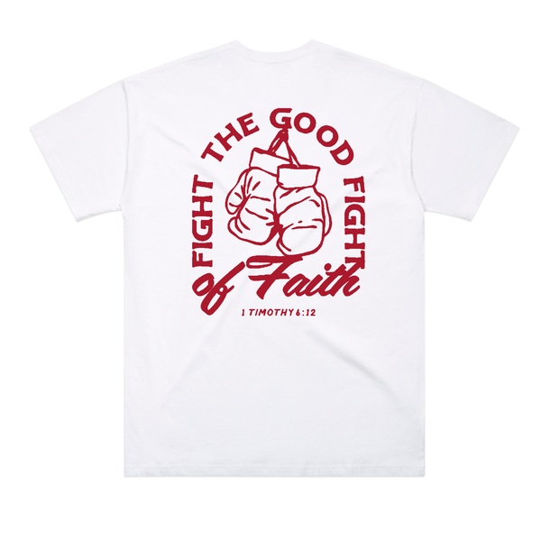 White Good Fight Oversized Heavyweight T-Shirt back graphic design