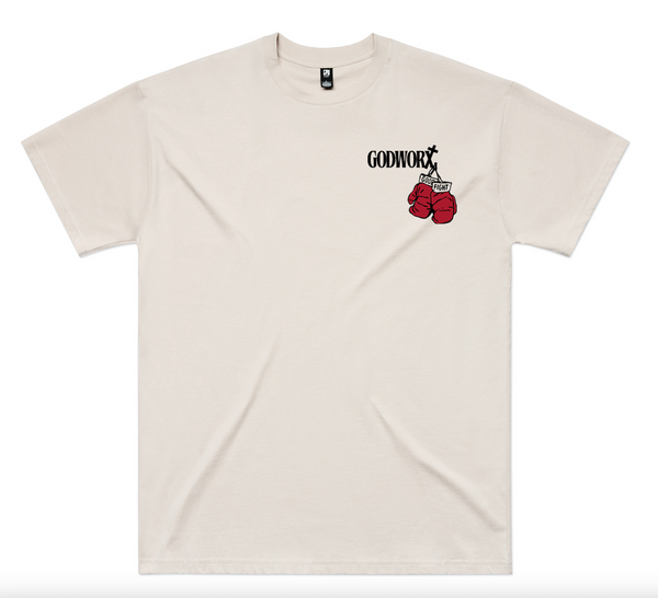 Bone Good Fight Oversized Heavyweight T-Shirt front with GODWORX left chest logo