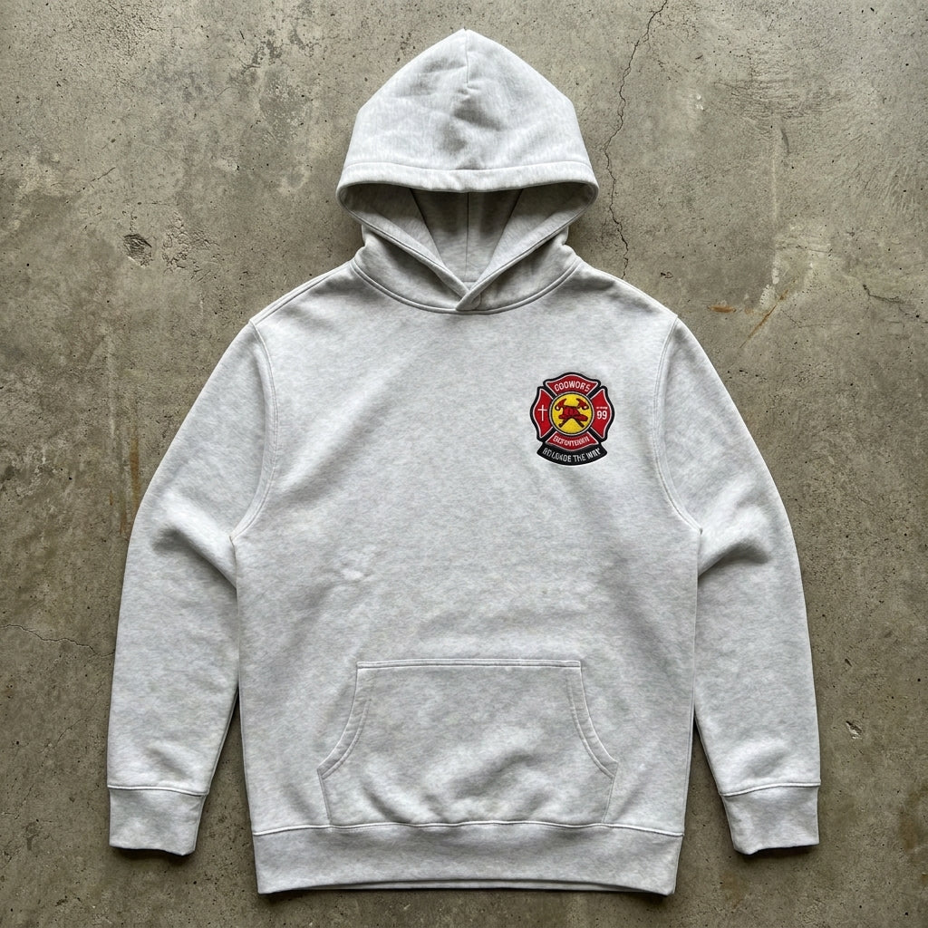 Godworx Firehouse Crest Hoodie — Ash Grey