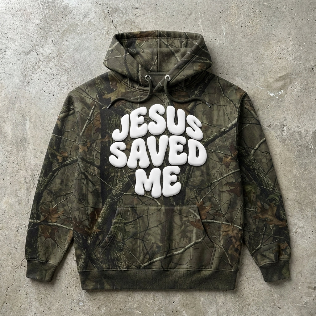 Godworx Jesus Saved Me Hoodie — Woodland Camo