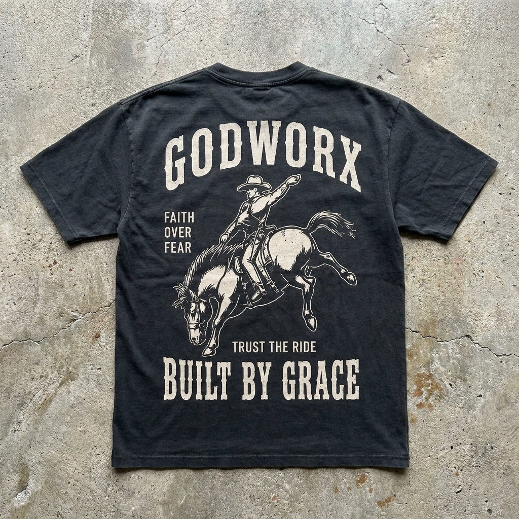 Grace Rider - Premium Washed Black Graphic T-Shirt
